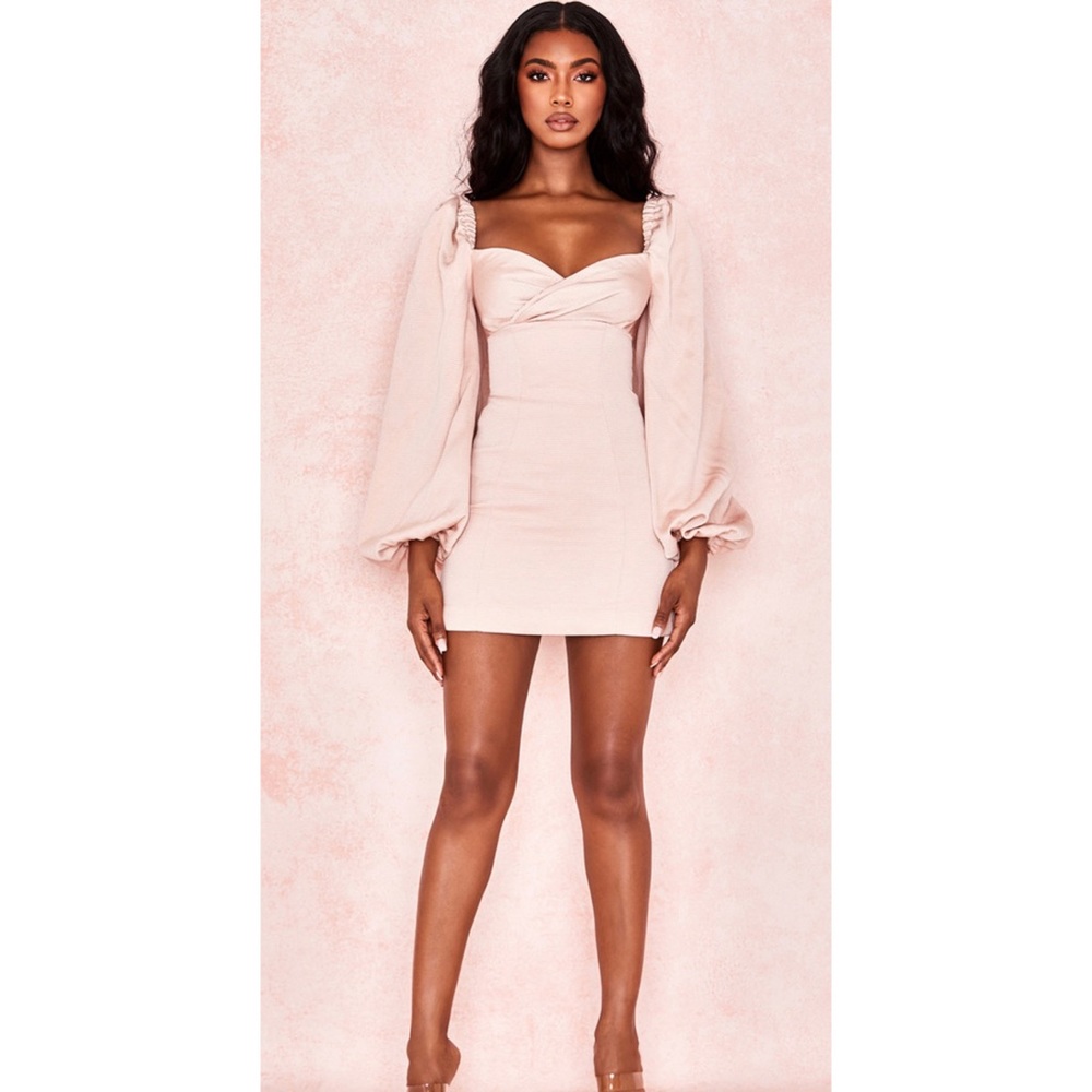 Blush Damask Balloon House of CB dress - Picture 3 of 6